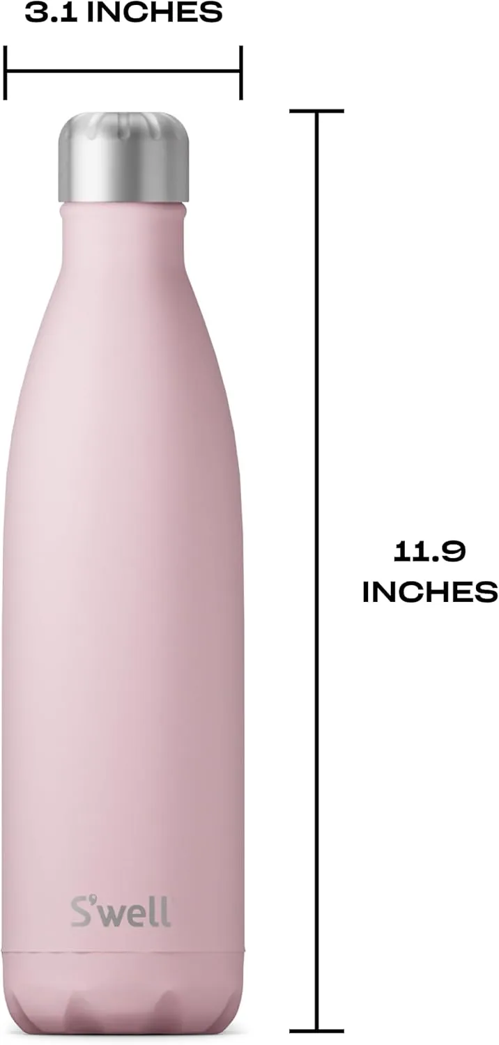 S'well Stainless Steel Water Bottle, 25oz, Pink Topaz, Triple Layered Vacuum Insulated Containers Keeps Drinks Cold for 48 Hours and Hot for 24, BPA Free, Perfect for On the Go
