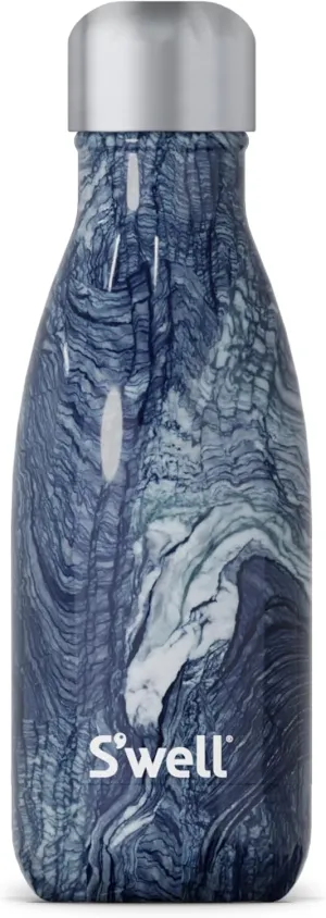 S'well Stainless Steel Water Bottle, 9oz, Azurite Marble, Triple Layered Vacuum Insulated Containers Keeps Drinks Cold for 24 Hours and Hot for 12, BPA Free, Perfect for On the Go