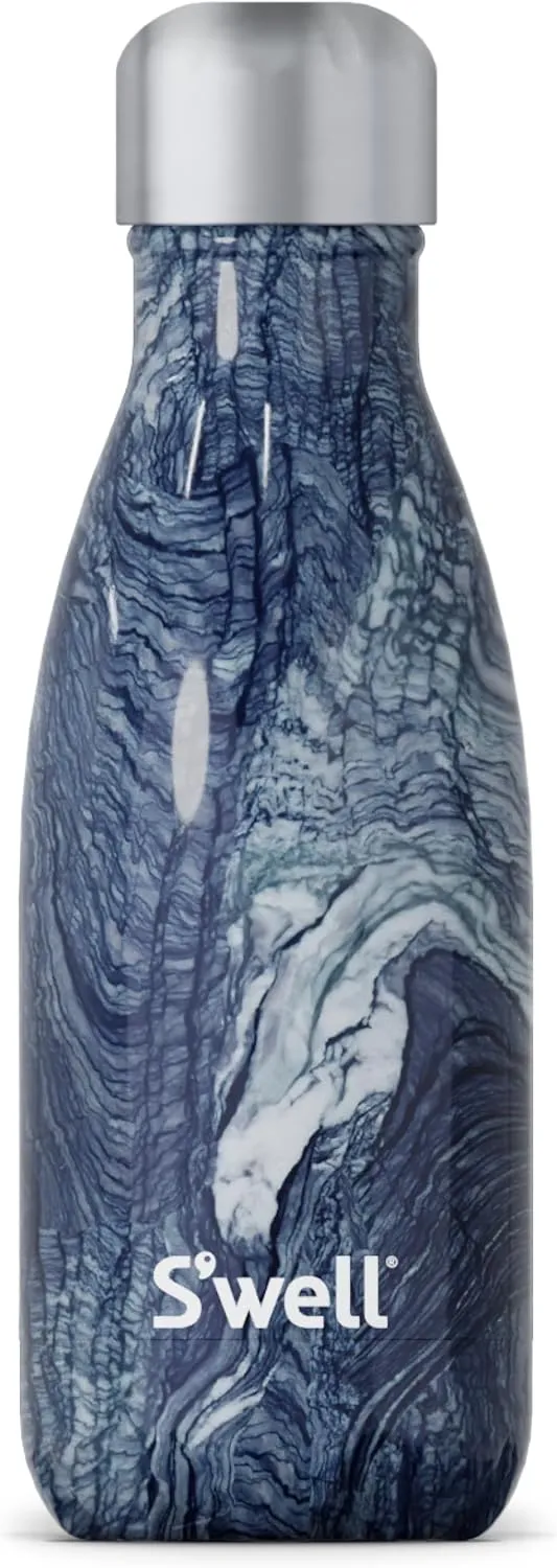S'well Stainless Steel Water Bottle, 9oz, Azurite Marble, Triple Layered Vacuum Insulated Containers Keeps Drinks Cold for 24 Hours and Hot for 12, BPA Free, Perfect for On the Go