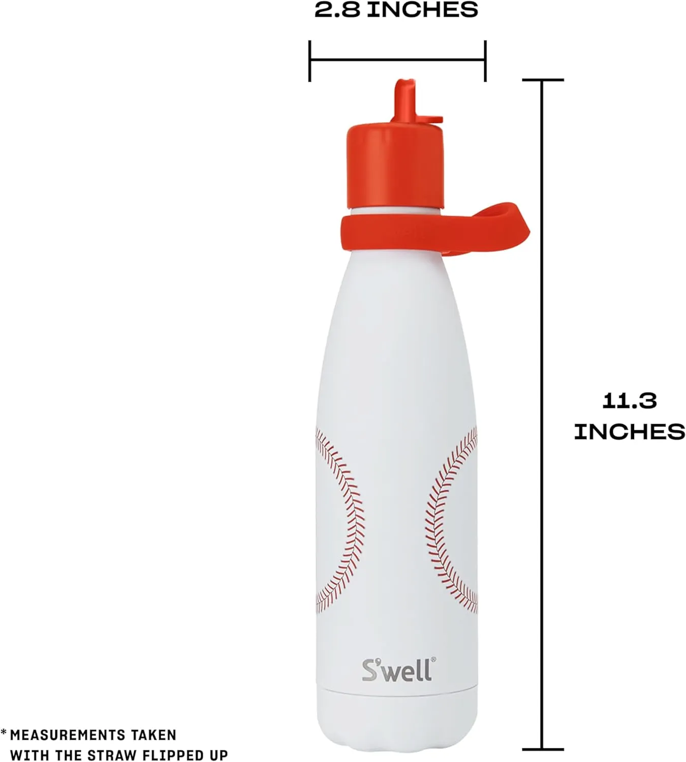 S'well Stainless Steel Water Bottle with Flip Straw Cap and Handle, 17oz, Home Run, Triple Layered Vacuum Insulated Containers Keeps Drinks Cold for 36 Hours and Hot for 10, Perfect for On the Go