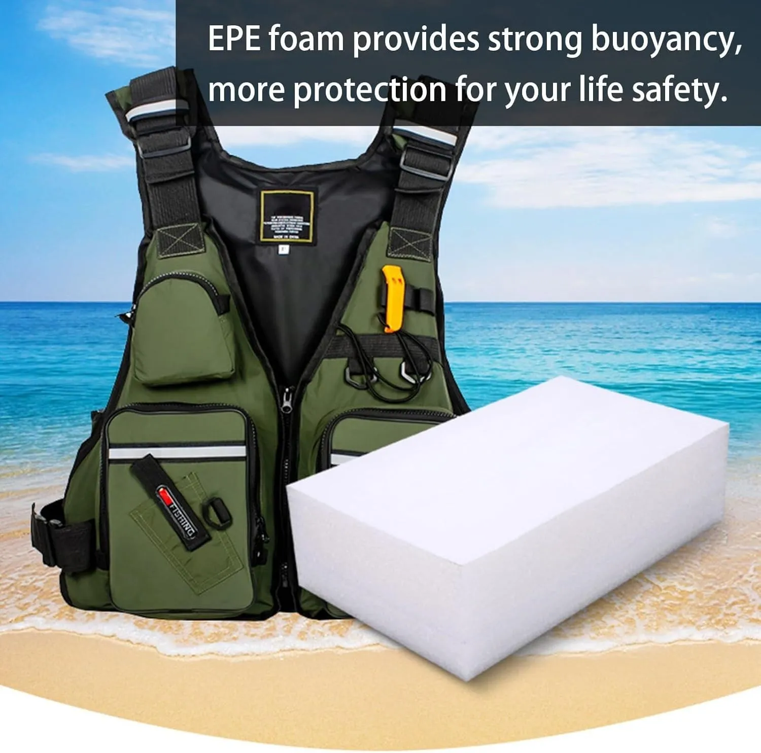 Swimming Vest Flotation Aid, Fishing Vest for Adult, Adjustable Reflective Safety Buoyancy Vest, for Water Sports Kayak Rafting Sailing