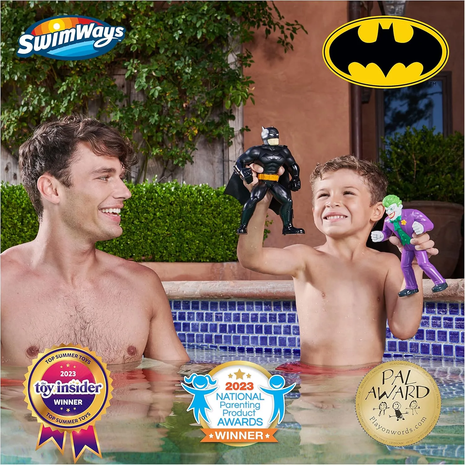Swimways DC Batman Floatin' Figures, Batman & Joker 2-Pack Pool Toys for Kids Aged 3 & Up