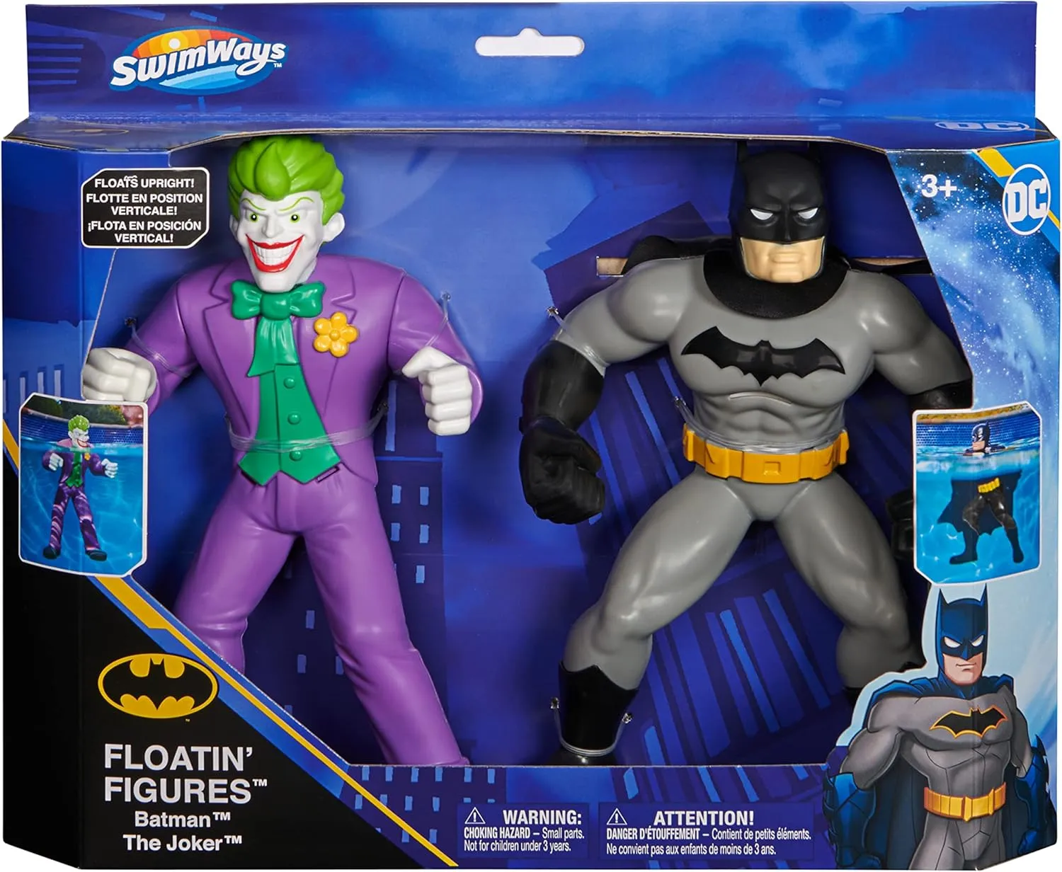 Swimways DC Batman Floatin' Figures, Batman & Joker 2-Pack Pool Toys for Kids Aged 3 & Up