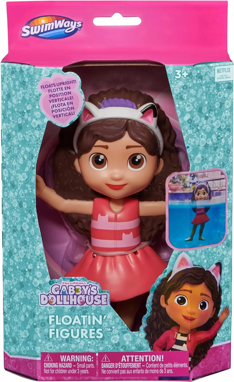 SwimWays Gabby’s Dollhouse Gabby Floatin' Figures, Swimming Pool Accessories & Kids Pool Toys, Gabby's Dollhouse Party Supplies & Water Toys for Kids Aged 3 & Up