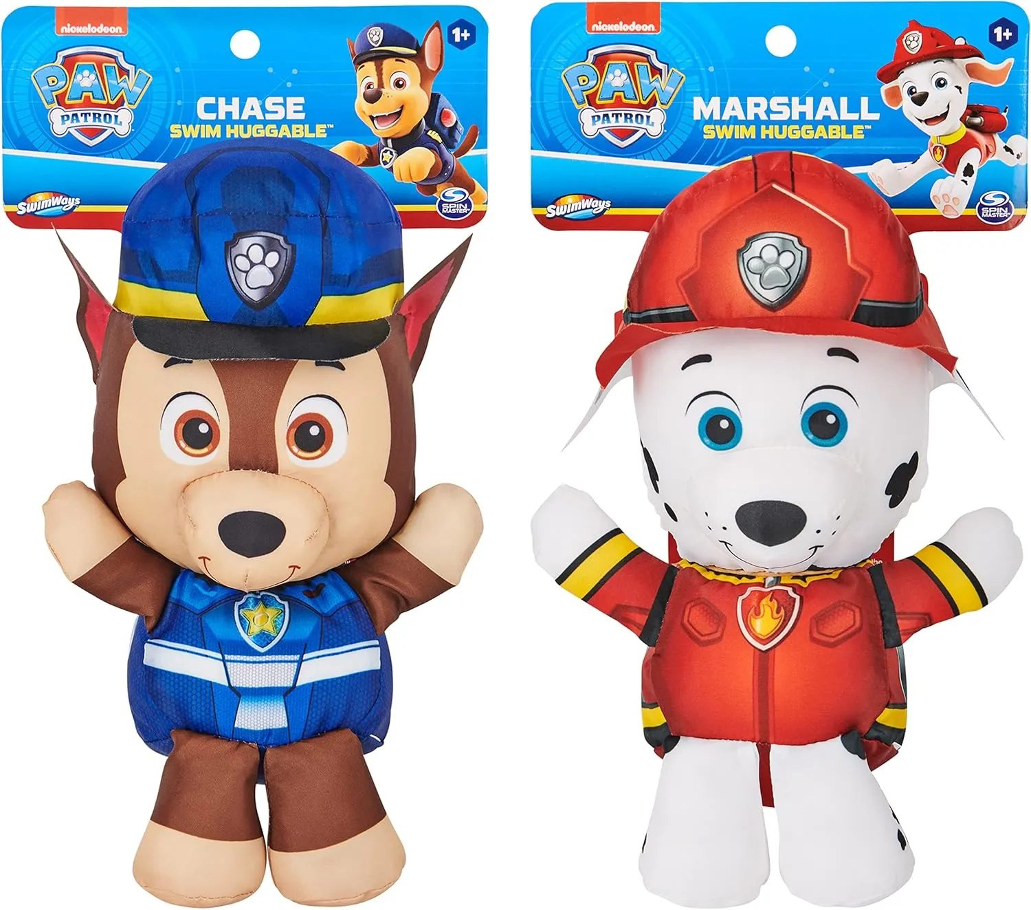 SwimWays Nickelodeon Paw Patrol Chase and Marshall Swim Huggable 2-Pack, Floating Paw Patrol Toys for Kids Ages 1 
