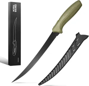 Swiss Tech 9" Fillet Knife for Fish, Fishing Knife for Filleting and Boning, with Floating Foam Handle&Protective Sheath
