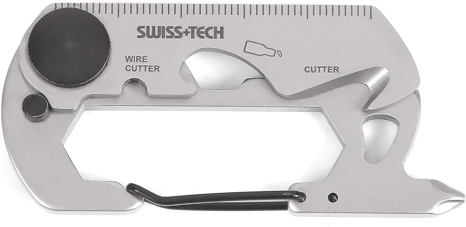 SWISS TECH ST029014 14-in-1 Every Day Carry (EDC) Multi-Tool, w/Carabineer Clip (Single Pack)