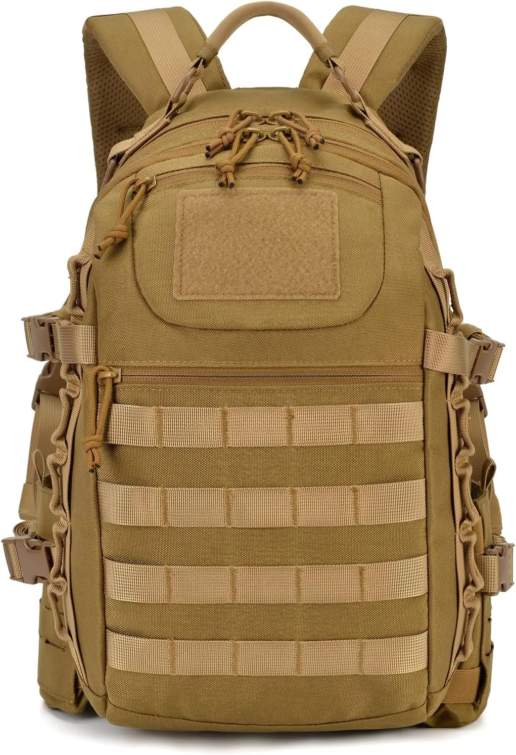 Tactical Backpack for Men 27L Assault Pack MOLLE Pack with Multiple Compartments Outdoor Gear Backpack for Motorcycle, Hiking and Camping Waterproof Daypack(Khaki)