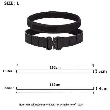Tactical Battle Belt, Quick Release Buckle 2" MOLLE Gun Belt with 1.5" Inner Belt for Shooting Hunting
