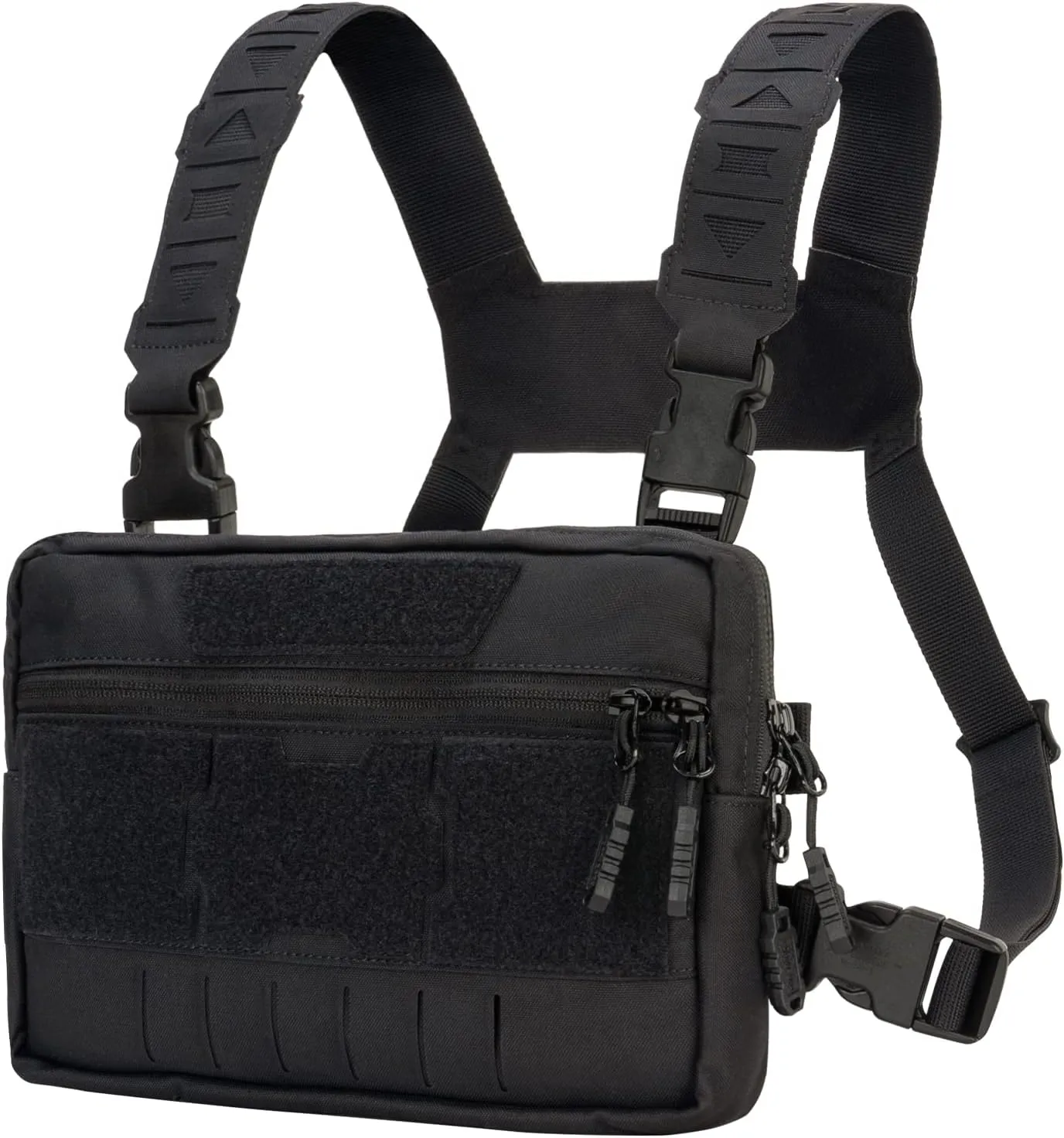 Tactical Chest Pack Recon Kit Bag Multi-Function Tool Pouch Molle Vest Pouch 500D Nylon (Black)