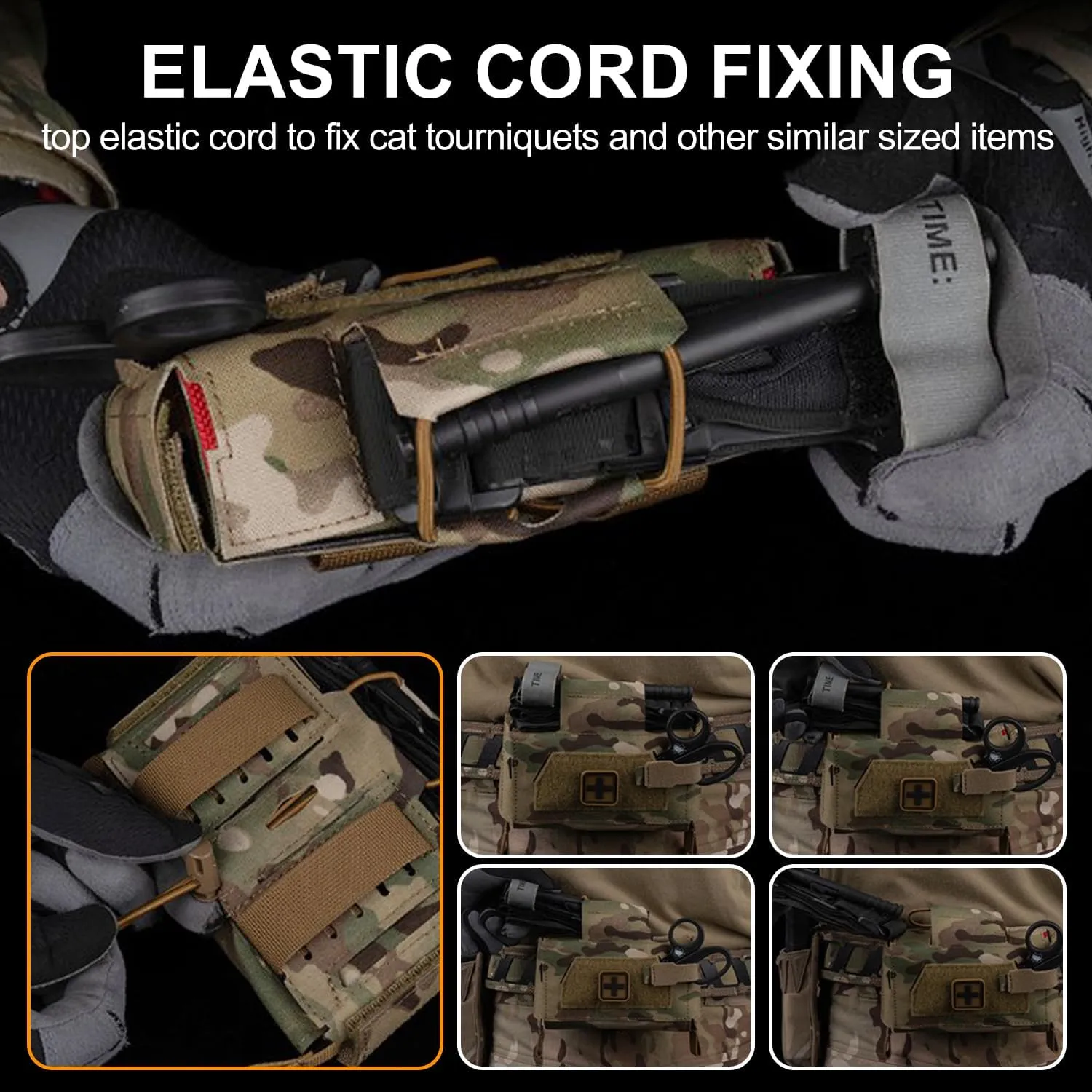 Tactical First Aid Pouch Split Design Empty IFAK Medical Bag EMT Tool Trauma Pouch for Outdoor Duty Belt Molle Vest Hunting (Tan)