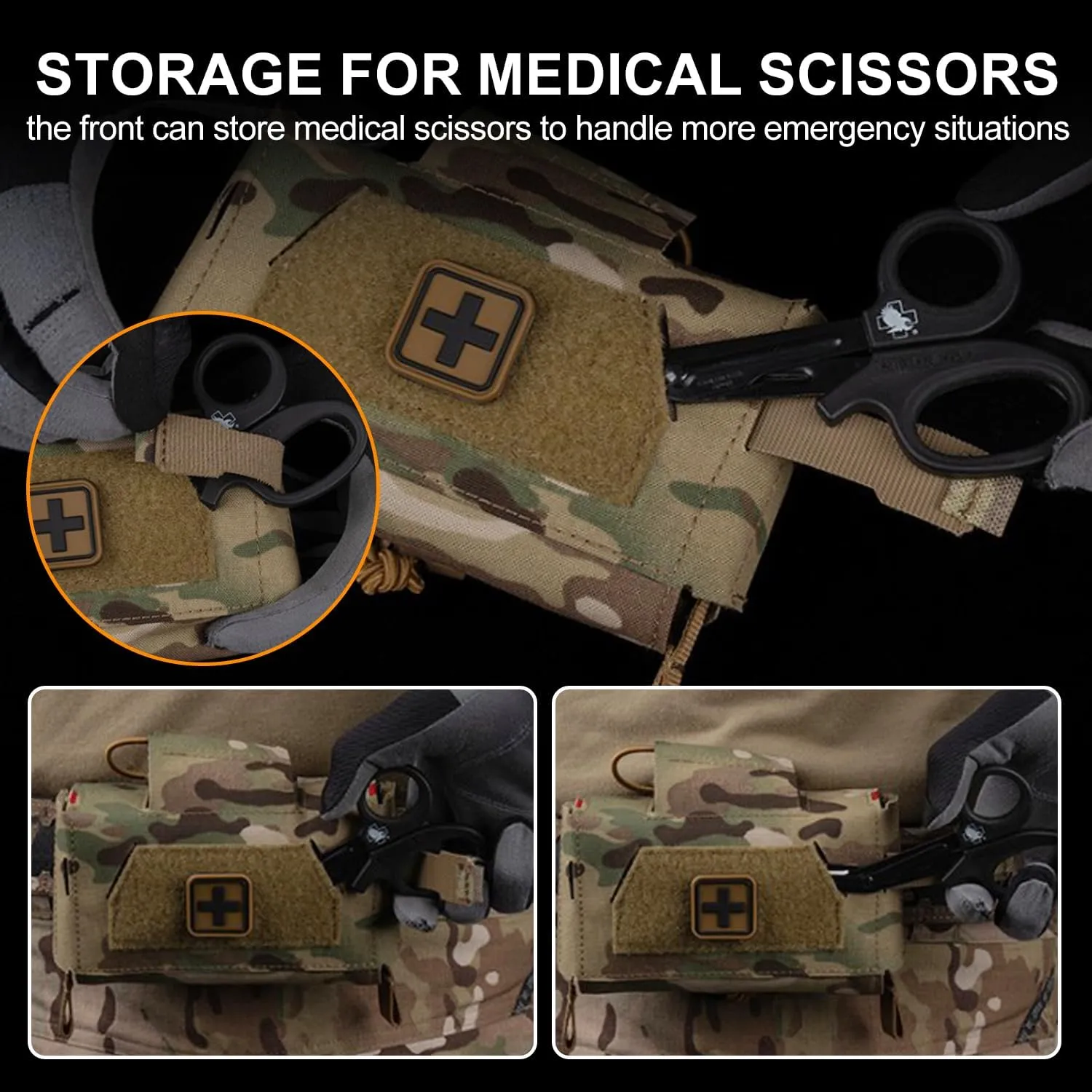 Tactical First Aid Pouch Split Design Empty IFAK Medical Bag EMT Tool Trauma Pouch for Outdoor Duty Belt Molle Vest Hunting (Tan)