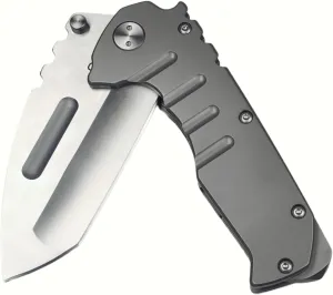 Tactical Folding Knife,Folding Knife with Clip,Axe Blade Design,7Cr1 Blade Steel Handle, FrameLock Washer Glass Breaker,EDC Knife For Outdoor Camping Hiking Fishing Hunting (Grey,Axe Style)