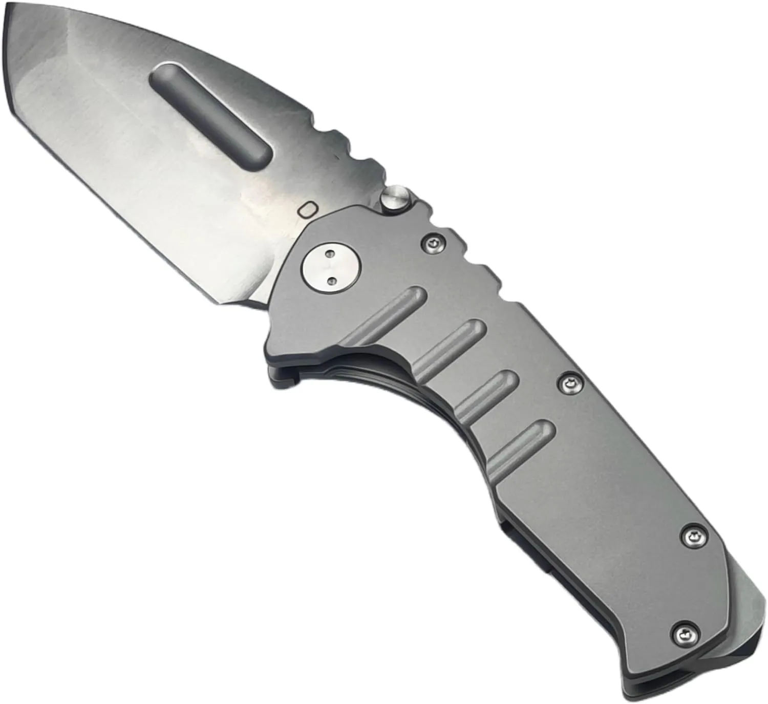 Tactical Folding Knife,Folding Knife with Clip,Axe Blade Design,7Cr1 Blade Steel Handle, FrameLock Washer Glass Breaker,EDC Knife For Outdoor Camping Hiking Fishing Hunting (Grey,Axe Style)