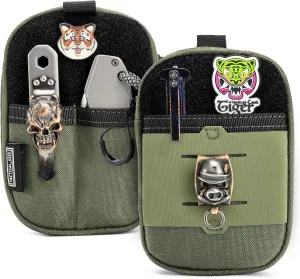 TACTICAL GEEK Block F Portable EDC Pouch, Compact Waist Bag, Molle Pocket Organizer, Multi-Purpose Wallet Crafted from 500D Nylon for Versatile Gear & Card Storage-Green