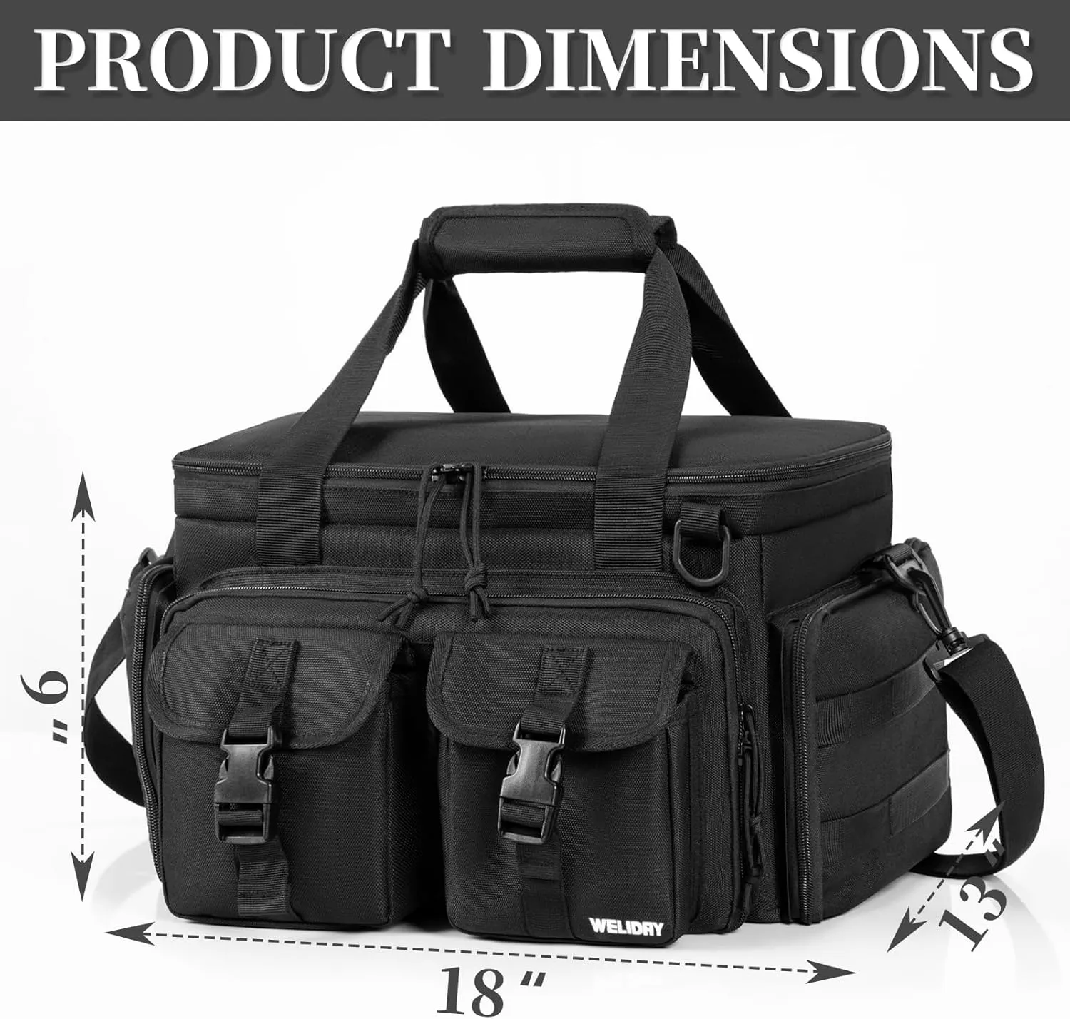 Tactical Gun Range Bag for 4 Handguns, Pistol Shooting Range Bag with 6 Magazine Slots and Multi-Pockets, Lockable Outdoor Hunting and Shooting Range Case
