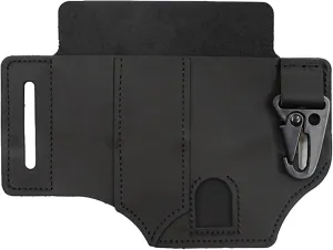 Tactical Leather Pouch with Quick Release Clip, Multi-Tool Organizer with Belt Loop for Flashlight, Knife, and Survival Gear