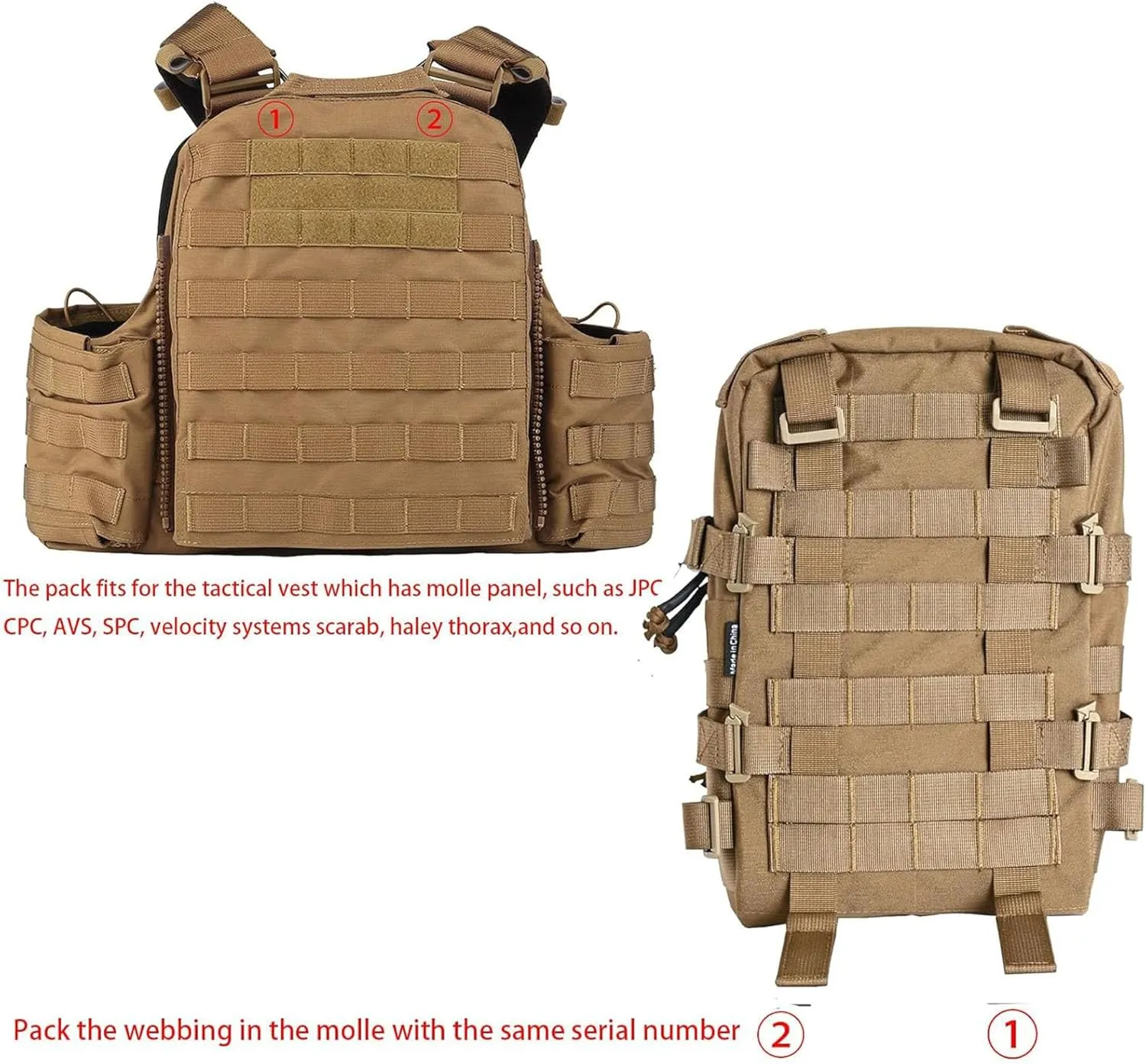 Tactical Mini Molle Hydration Pack,Molle Hydration Carrier with IFAK Pouch&US Flag&Med Patch,Hydropack for 2L Water Bladder