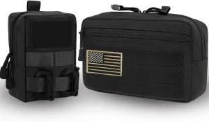 Tactical Molle Admin Pouch, Multi-Purpose Laser Cut EDC Tool Organizer, EMT Attachment Bag with Mini Accessories Pouch and Flag Patch