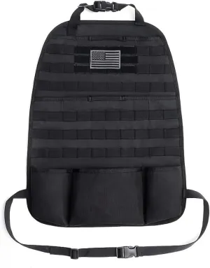 Tactical Molle Car Seat Back Organizer, Molle Multi-function Outdoor Tool Storage Bags with USA Flag Patch, Military Tactical Backpack Organizer Pouches, Multi-Pocket Carabiner Pouch (black)