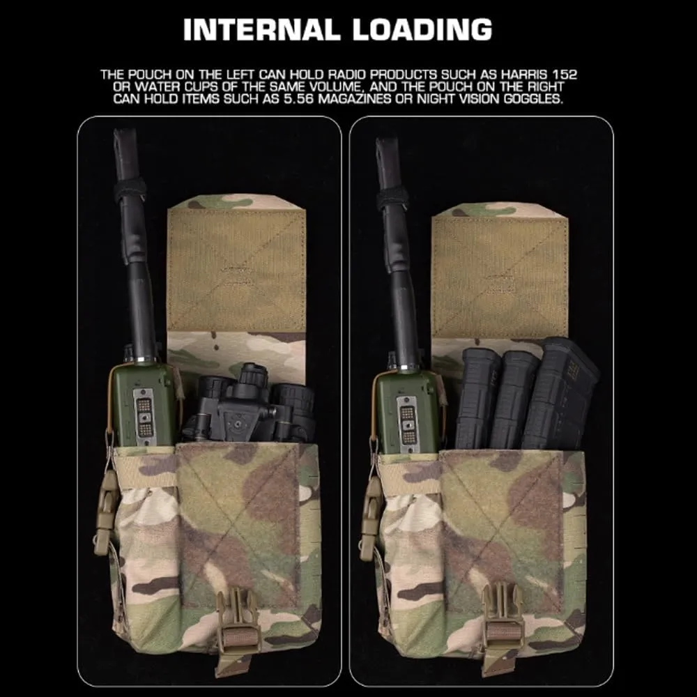 Tactical Multi-Purpose Sub Pouch, Walkie Talkie Carry Radio 5.56 Magazine Holder Tool Utility Bag Hunting Vest Accessories