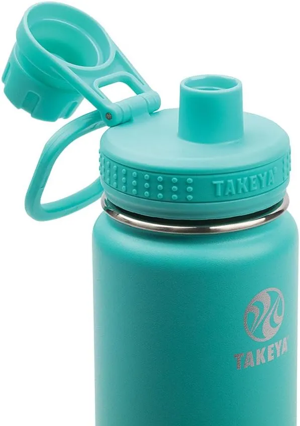Takeya Actives Water Bottle with Spout Lid - Bottle with Double Stainless Steel Insulation - Dishwasher Safe & BPA-Free - Bottle with Spout Lid & Removable Bumper - 24 oz, Teal