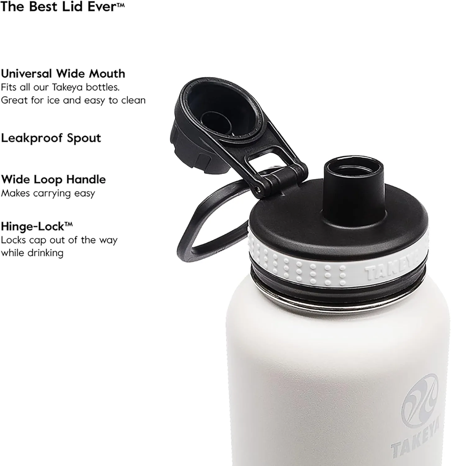 Takeya Originals 18 oz Vacuum Insulated Stainless Steel Water Bottle with Spout Lid, Graphite