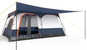 Tangkula 6/8/10-Person Camping Tent with Porch, Large Family Cabin Tent with 2 Rooms, 2 Doors, 2 Mesh Windows, Removable Rainfly, Carrying Bag, Double Layer Tents for Camping, Picnic, Outdoor