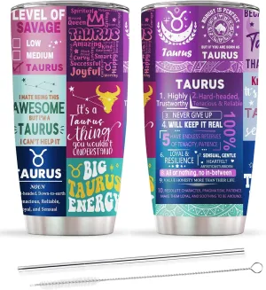 Taurus Gifts for Women,Taurus Birthday Gifts Tumbler,Zodiac Taurus Cup, Astrology Gothic Witchy Gifts Constellation Insulated Tumbler With Lid Coffee Mug 20 OZ