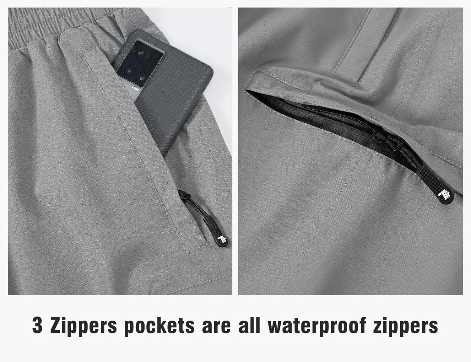 TBMPOY Men's Rain Pants Waterproof Zipper Lightweight Breathable Mesh with 3 Zipper Pockets Rain Gear Work Motorcycle
