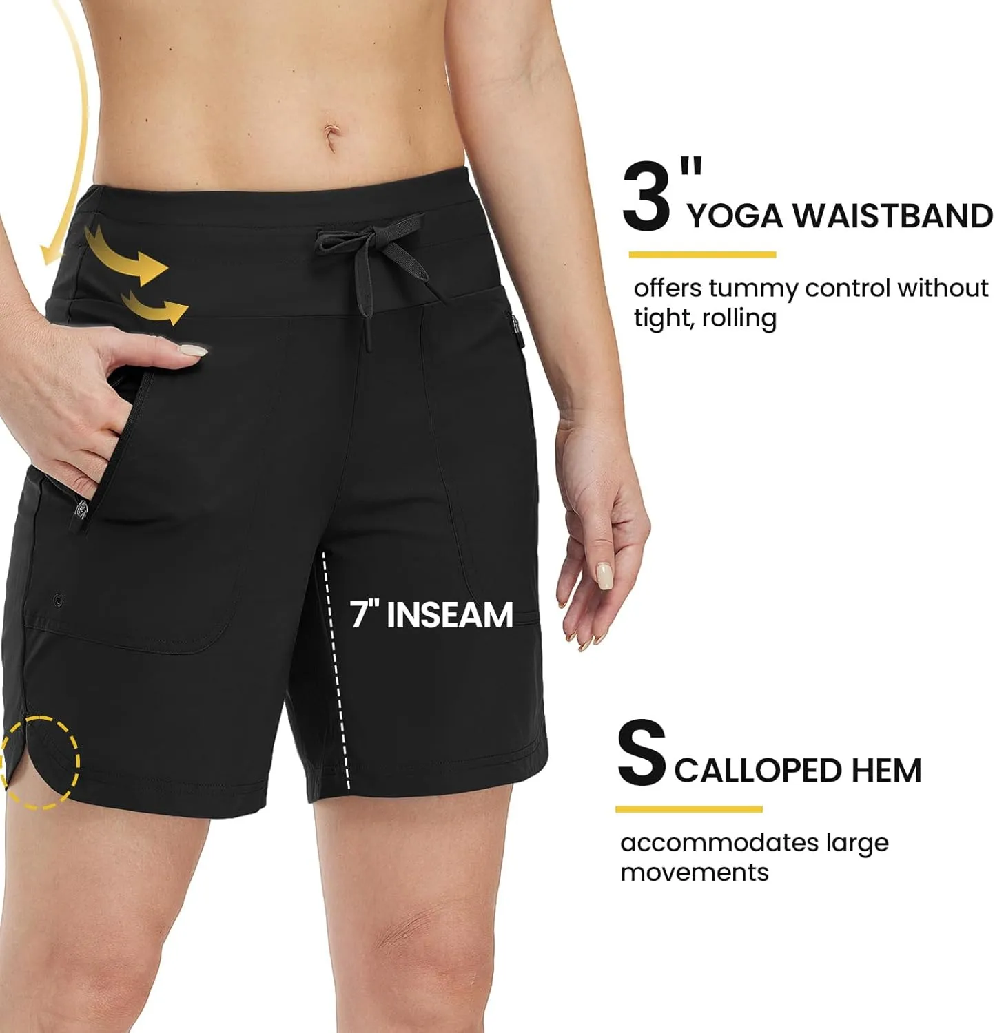 TBMPOY Women's Board Shorts 7" High Waisted Swim Beach Quick Dry Shorts with Zipper Pockets Water Liner Bathing Bottom