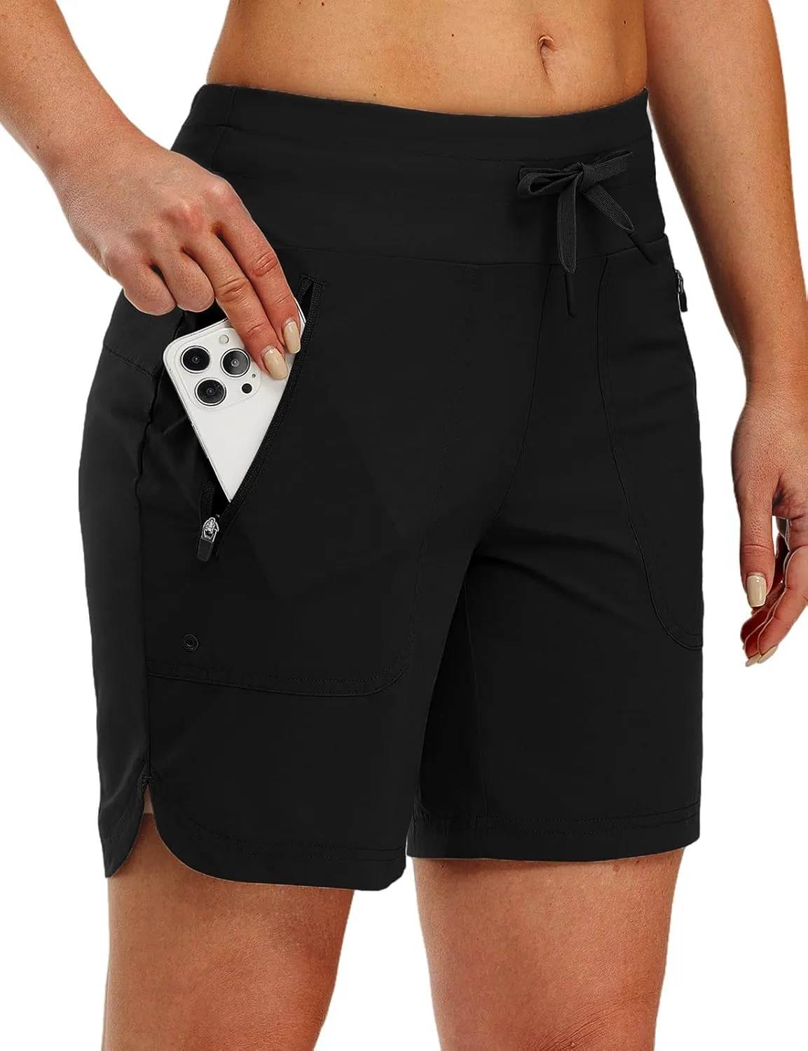 TBMPOY Women's Board Shorts 7" High Waisted Swim Beach Quick Dry Shorts with Zipper Pockets Water Liner Bathing Bottom