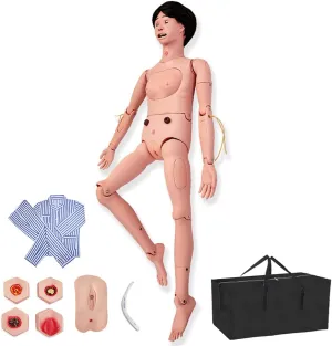Teaching Model,Female Nursing Mannequin 5.5Ft PVC First Aid Demonstration Anatomy Model with Patient Clothes & Male and Female Genitalia & Bedsore Module & Storage Bag for Nursing