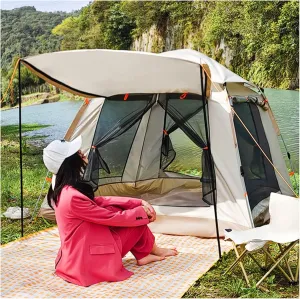 Teepee Tents for Camping 4 People Insect-Proof,Double Doors and Four Windows Quick Pitch Tent Stable and Practical Family Tents for Family Camping,Hiking Party