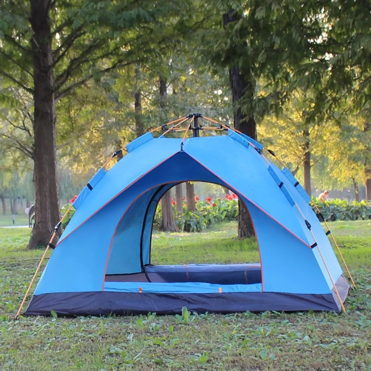 Tent Camping Automatic Tents Family Outdoor Tourist Tent 4 Seasons Waterproof 1-4 People Travel Tent Sun Beach Protection (Color : Green 4 Person) (Blue 2 Person One Size)