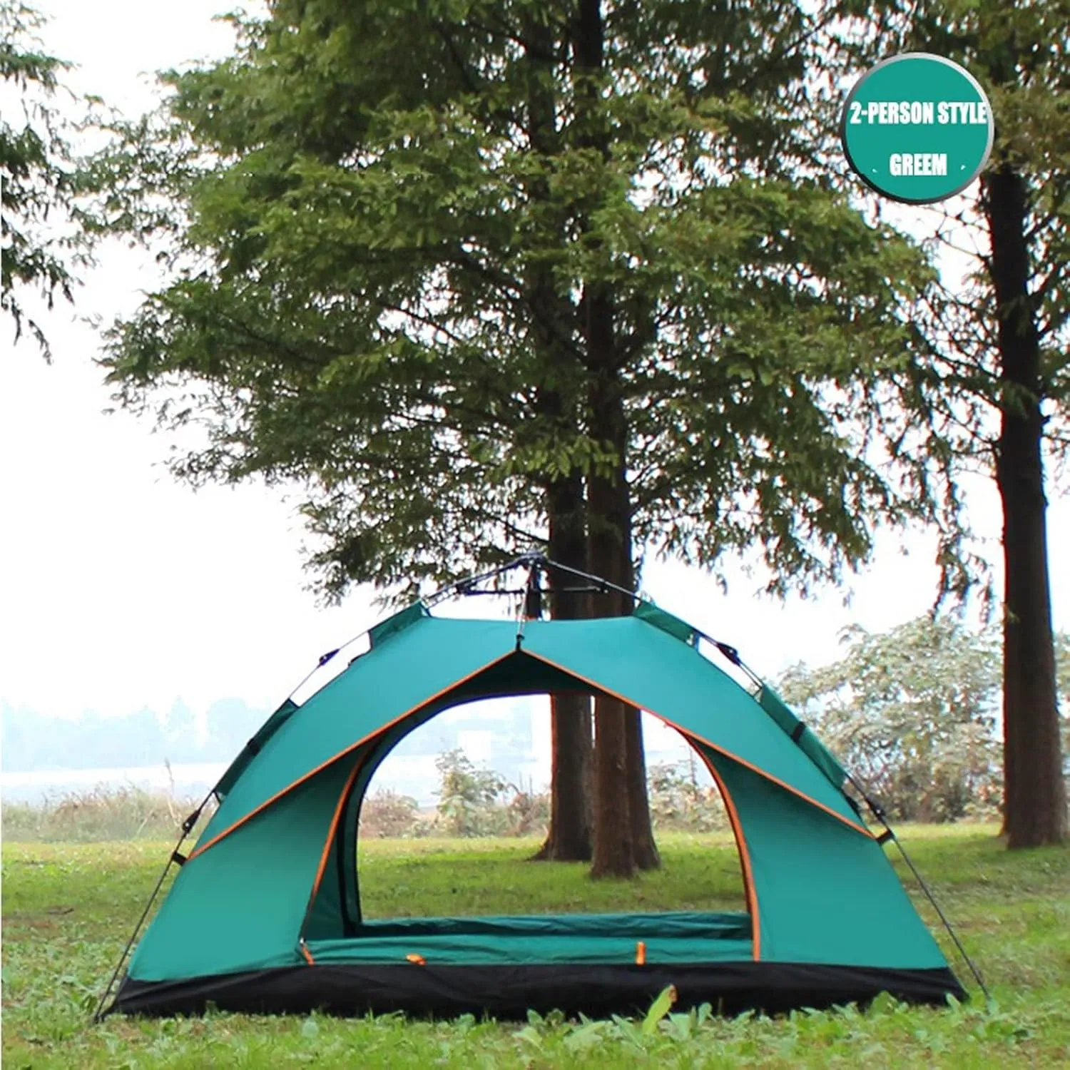 Tent Camping Automatic Tents Family Outdoor Tourist Tent 4 Seasons Waterproof 1-4 People Travel Tent Sun Beach Protection (Color : Green 4 Person) (Blue 2 Person One Size)