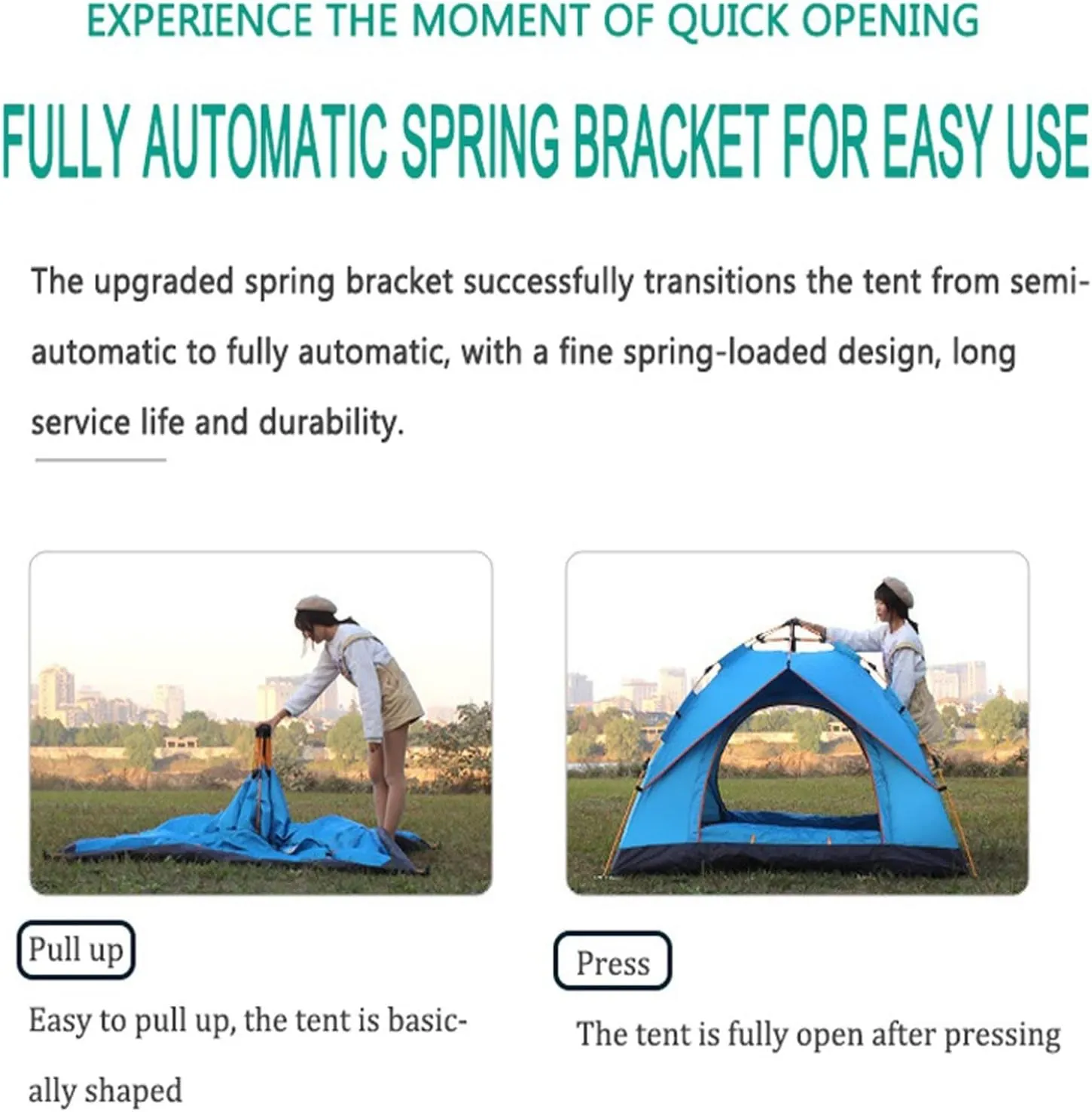 Tent Camping Automatic Tents Family Outdoor Tourist Tent 4 Seasons Waterproof 1-4 People Travel Tent Sun Beach Protection (Color : Green 4 Person) (Blue 2 Person One Size)