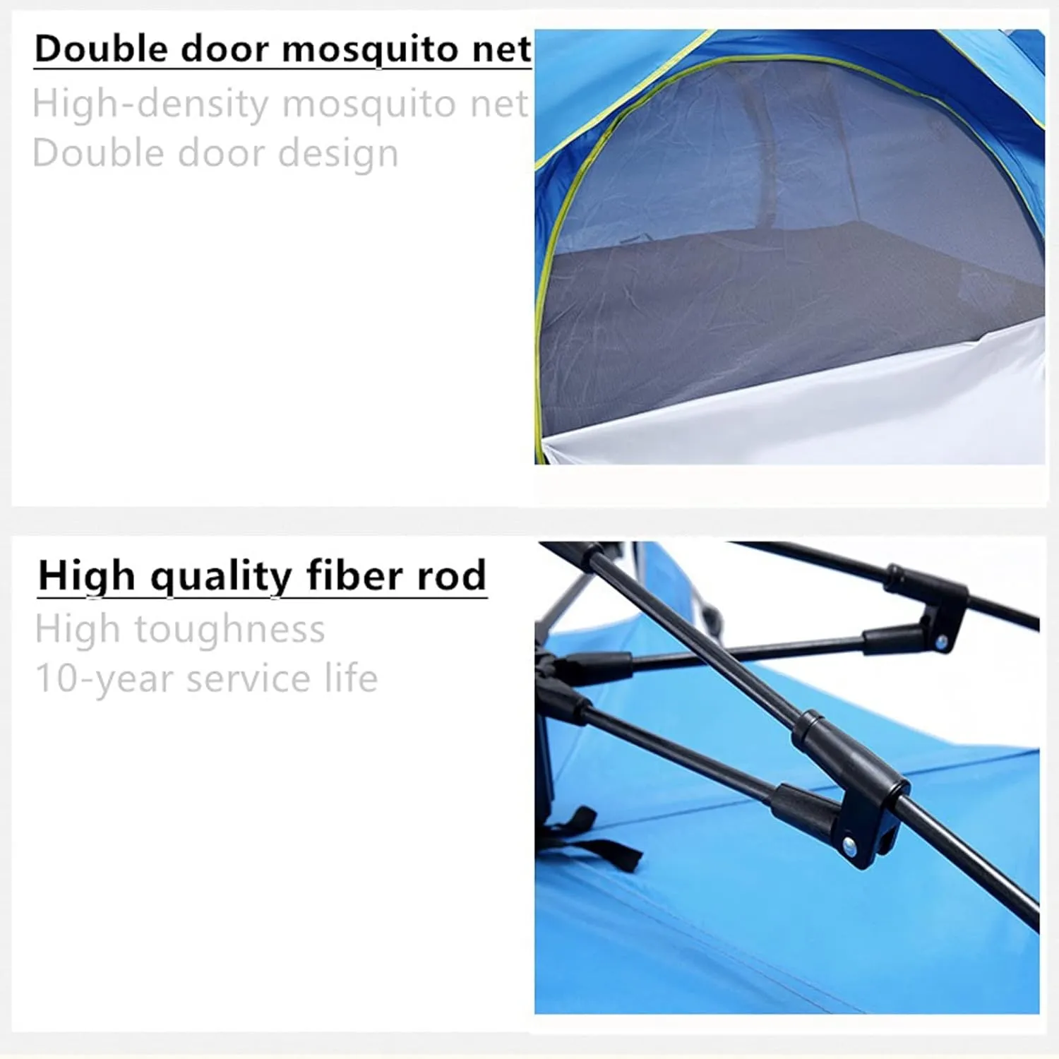 Tent Camping Automatic Tents Family Outdoor Tourist Tent 4 Seasons Waterproof 1-4 People Travel Tent Sun Beach Protection (Color : Green 4 Person) (Blue 2 Person One Size)
