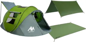 Tent Footprint   4 Person Pop Up Tent, Waterproof Tent & 13x9 FT Large Size Ground Cloth for Camping Hiking Picnic