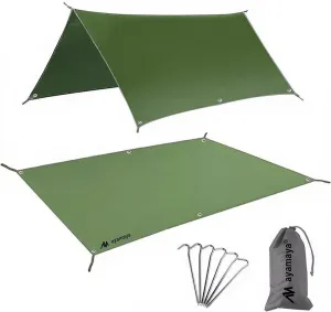 Tent Footprint, KANCOKIT PU 3000 Waterproof Tent Ground Cloth Extra Large Size for 3-8 Person Family Camping Tents Ground Sheet Mat with 6 Tent Stakes for Camping Hiking Picnic Backpacking (8 x 7 FT)