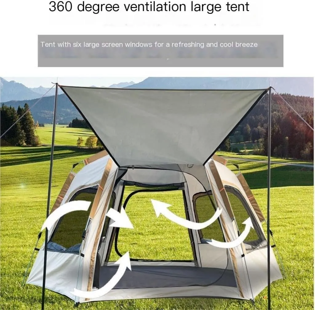 Tent Fully Automatic Quick-Open Camping Tent, Rain-Proof and Mosquito-Proof Hexagonal Tent with Four-Sided Mesh Tent Outdoor Tent