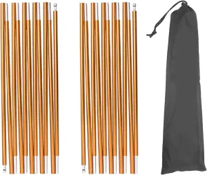 Tent Pole, 2Pcs Outdoor Camping Tent Pole 12 Sections Aluminum Alloy Replacement Anti-UV Windproof Waterproof Tent Pole Tent Bar Tent Building Supporting Rod for Hiking Camping