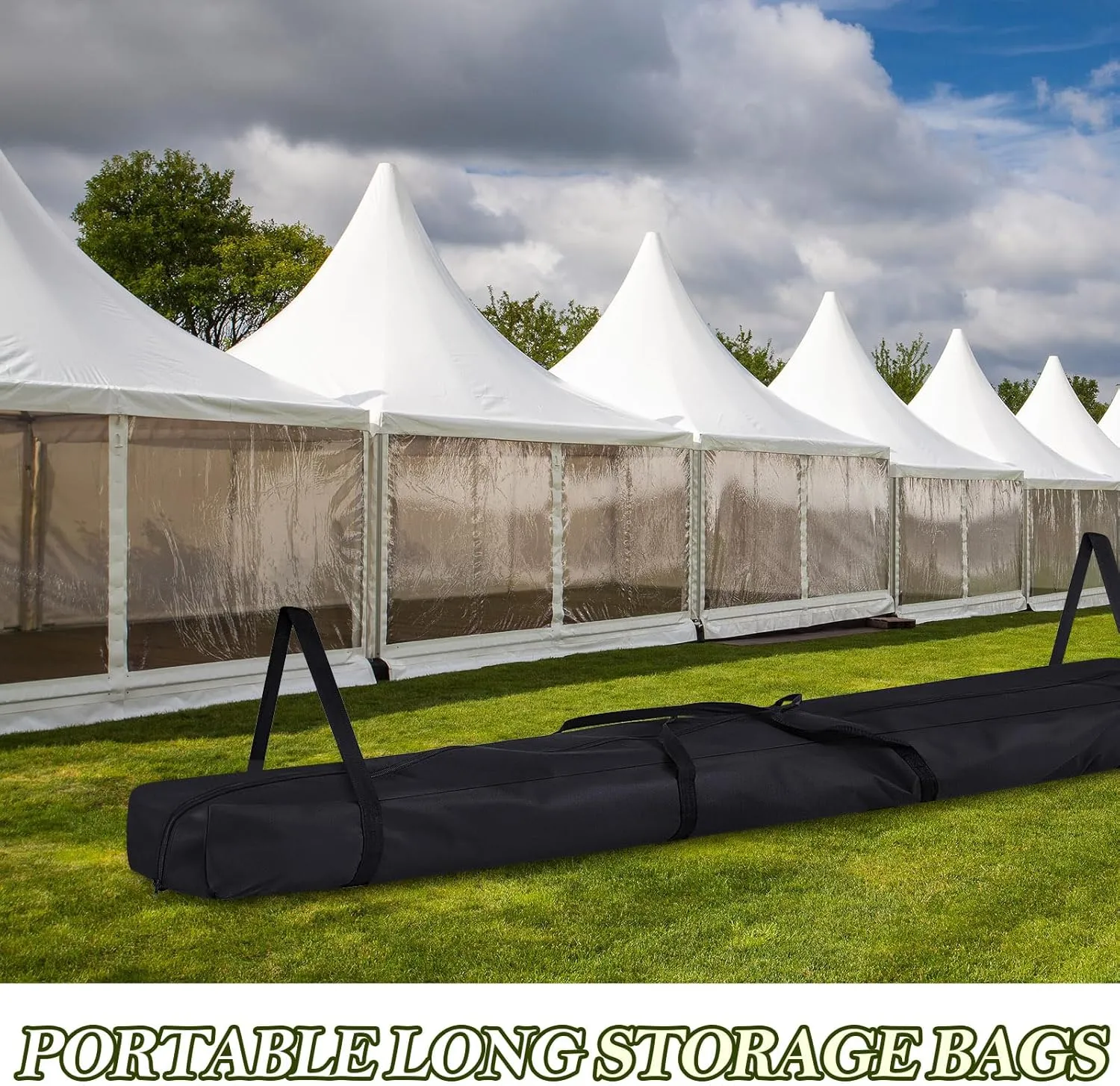 Tent Poles Bag Portable Long Storage for Party Tent with Handles Oxford Poles Carrying Bag for Storing Top Covers, Window Walls, Connectors and Poles, Black(96"x7.9"x3.9")