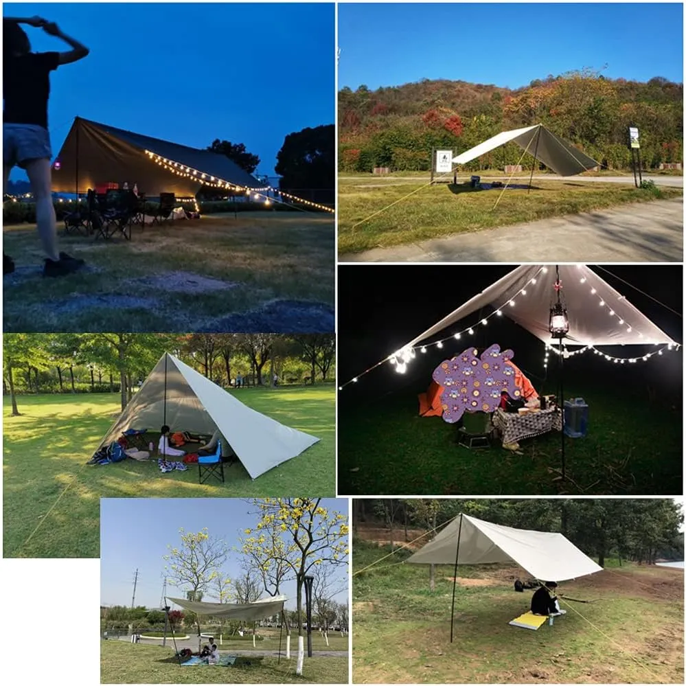 Tent Sun Shade Waterproof Camping Tarp for Trips Fishing Backyard Fun Picnics Portable Shelter Canopy with Pole Rope Ground Nail,White-4×3M