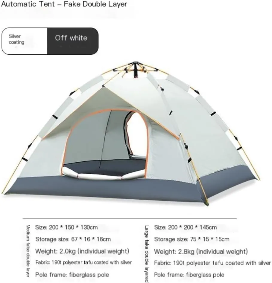 Tent Tent Outdoor Camping Automatic Tent Quick-Open Camping Fake Double-Layer Folding Camp Tent Camping Equipment Outdoor Tent