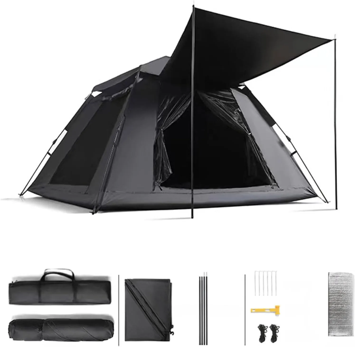Tent Windows On All Sides,Sun Protection Blackout Tents Light and Practical Big Tent for Family Camping,Hiking Party 4 People