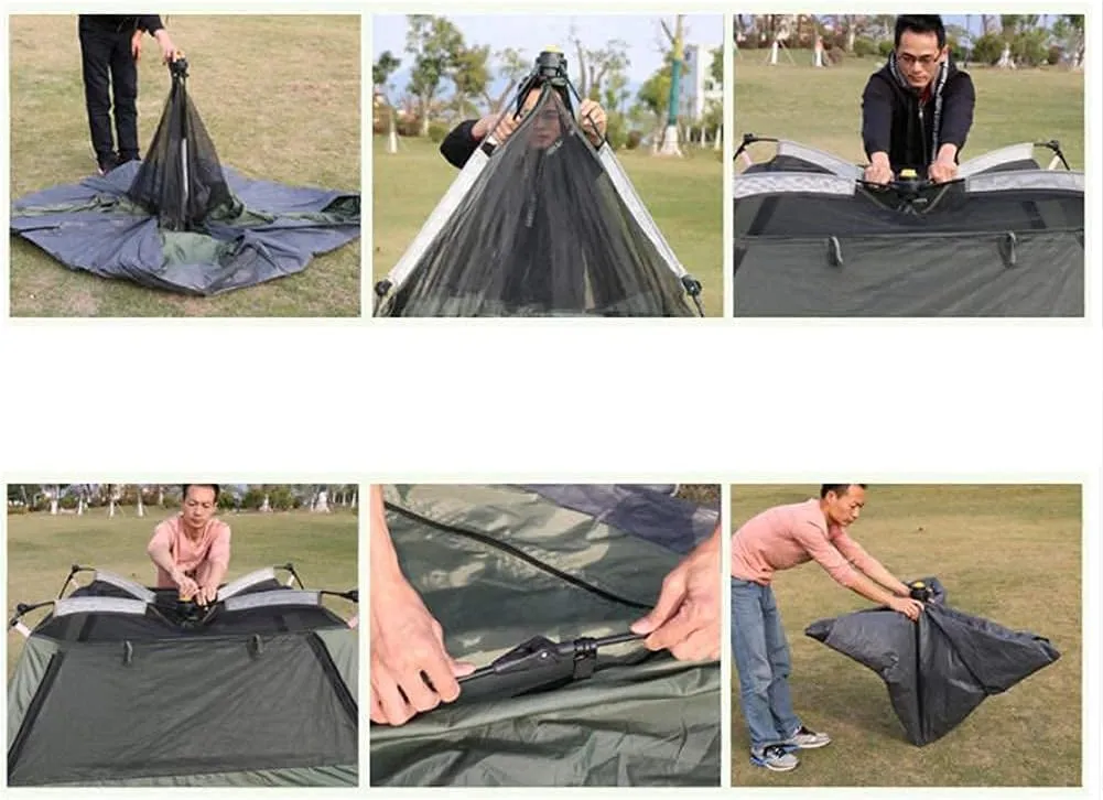 Tent,Camping Waterproof Hiking Sun Shelter,Outdoor Double Layer Easy Set Up 3-4 People Blue 86x61inch