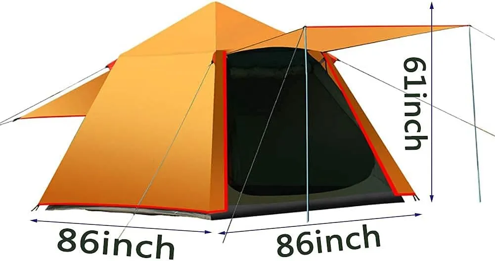 Tent,Camping Waterproof Hiking Sun Shelter,Outdoor Double Layer Easy Set Up 3-4 People Blue 86x61inch