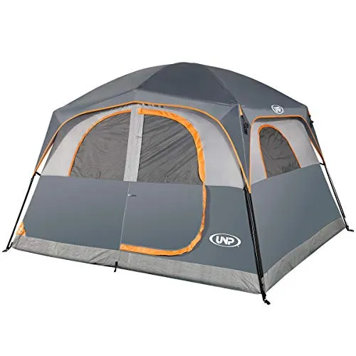 Tents 6 Person Waterproof Windproof Easy Setup,Double Layer Family Camping Tent w/ 1 Mesh Door  5 Large Mesh Windows 10X9X78inH