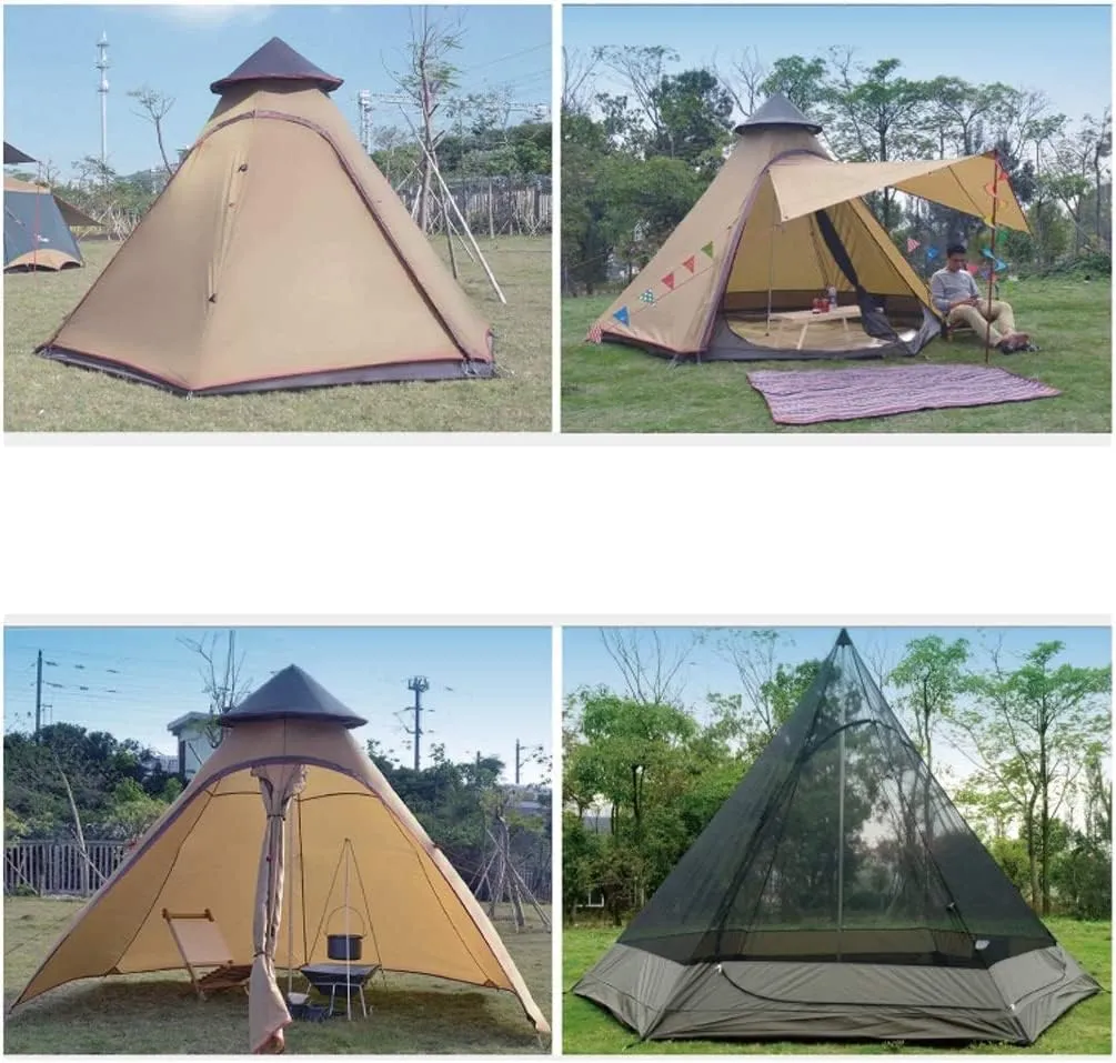 Tents for Camping Beach Tents Pyramid Shape Tent 4 Person Easy Set Up Waterproof Double Layer Aluminum Rod Instant Tent Outdoor Tent Family Tents for Camping Hiking Traveling